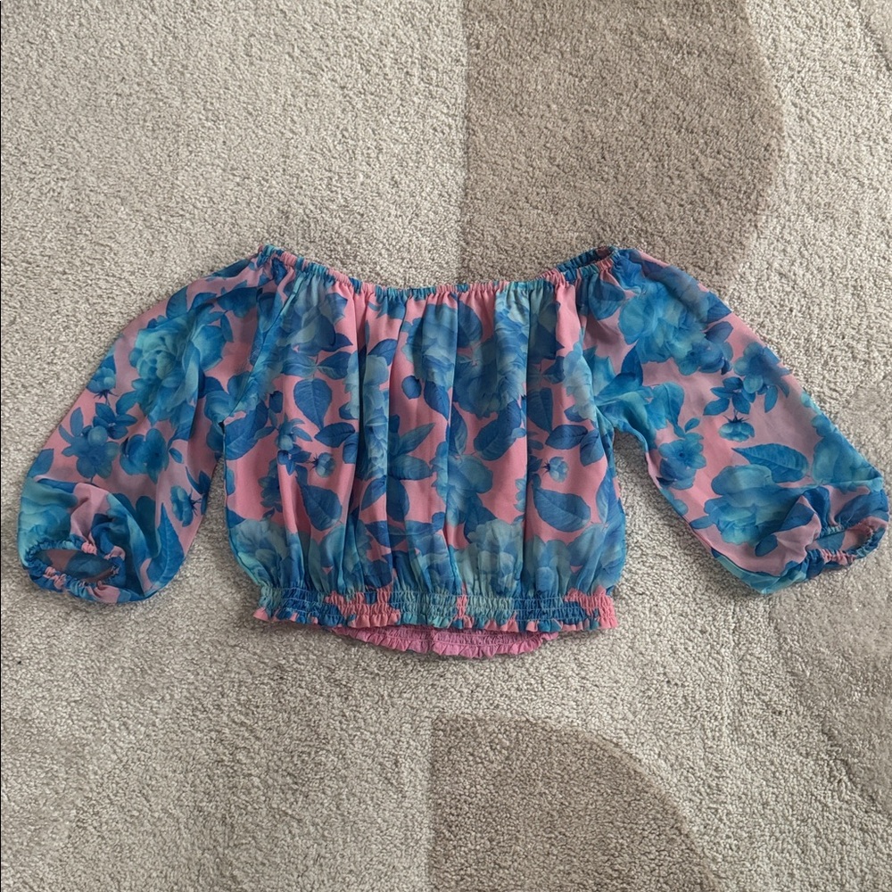 MINKPINK Floral Cropped Off-Shoulder Top